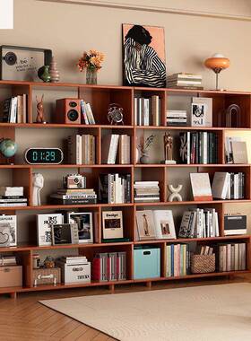 实木书架地落楠置物架益家具创意书柜书收纳架客厅XJV靠墙展房示