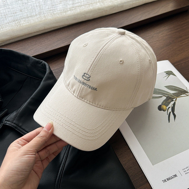 简约刺绣鸭舌帽女春夏大头围软顶显脸小百搭棒球帽遮阳防晒帽子男