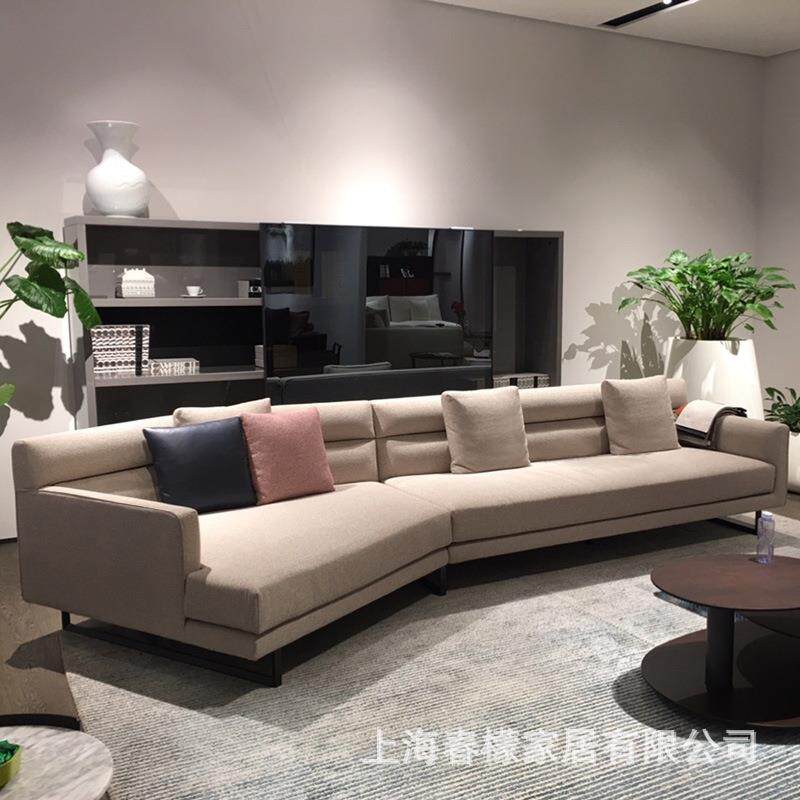 转角异形布艺沙发北欧轻奢制免洗科技布简易定客厅弧形组合简约