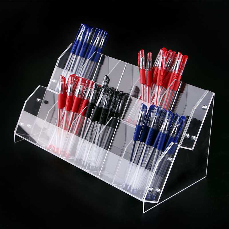 亚克力透明笔架展示架文具店笔架眉笔中性笔圆珠笔收纳盒陈列架