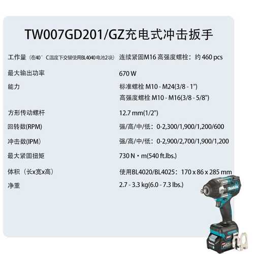 牧田TW007GD201/GZ充电式40V无刷冲击扳手大扭力风炮