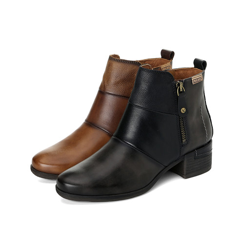 派高雁圆头拼色冬季休闲短靴