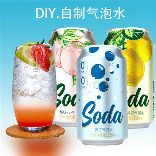 名仁苏打水24罐330ml无糖0卡0脂饮料自制DIY气泡水汽水全口味可选