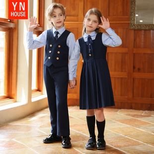儿童演出服秋冬长袖学院风男童班服合唱服朗诵开学校服女童连衣裙