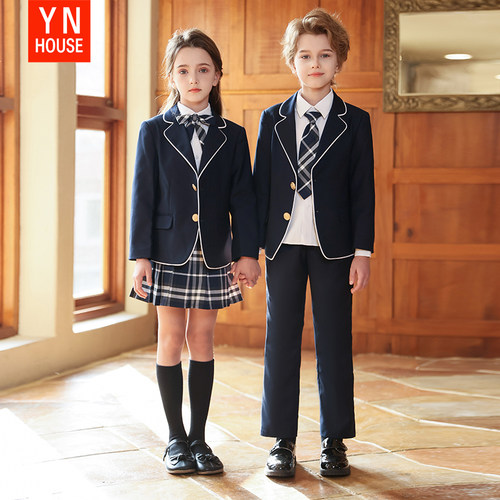 女童校服2025春秋园服男童英伦风西服主持人演出服小学生班服套装