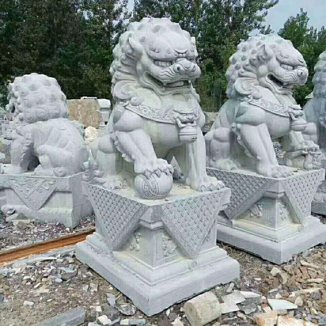 石头石雕小石狮子摆件一对门口看门青石家用别墅庭院青石雕刻