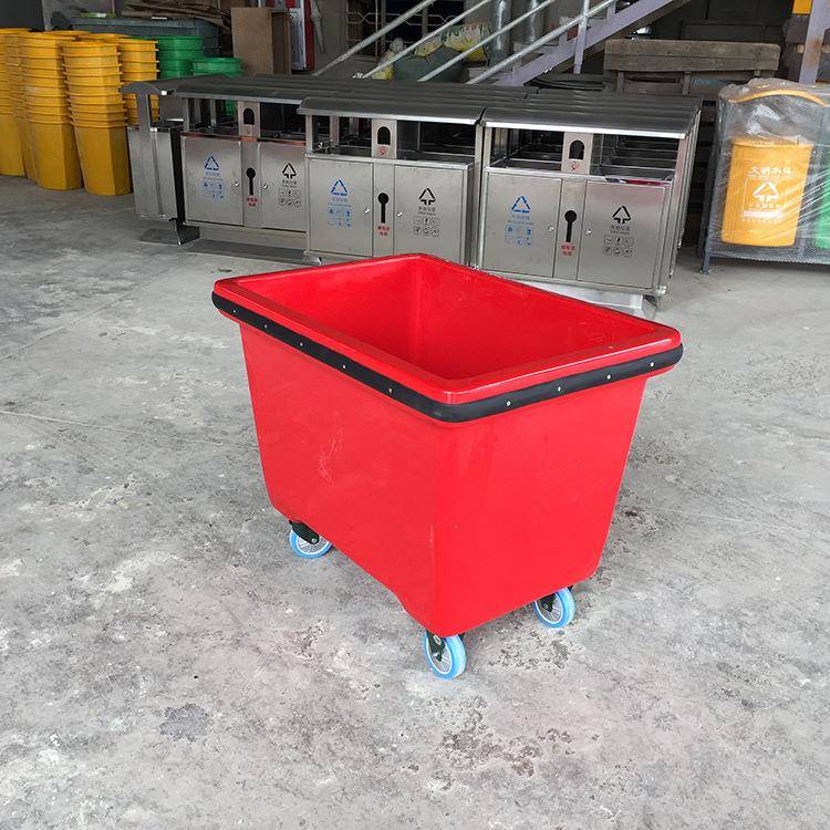 厂家酒店洗衣房医院医药公司用红色玻璃钢布草车 手推服务车