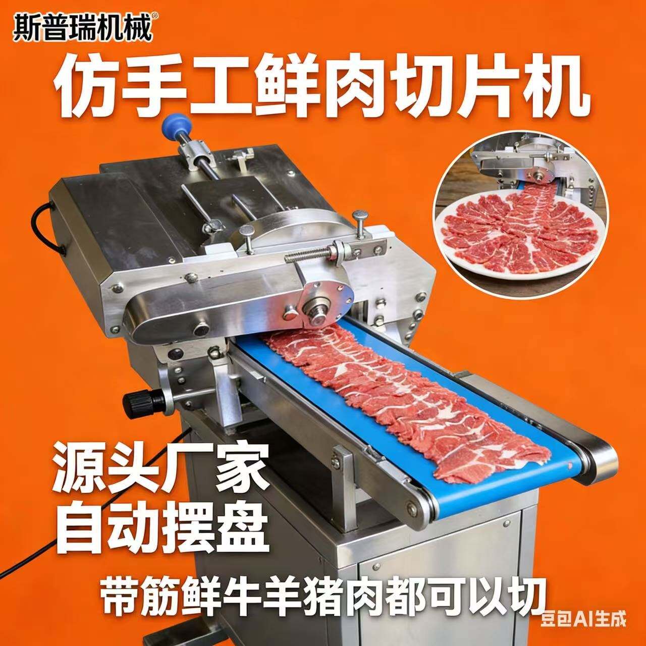 火锅切片机摆盘鲜肉自动切片火锅店吊龙肉手工