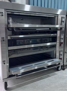 喆三层九盘烤箱商用大型 220V GAS OVEN rotar knob panel