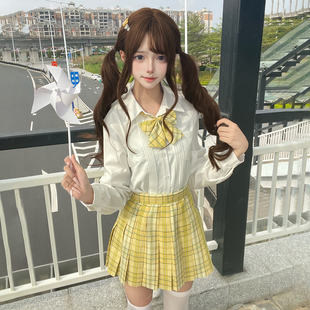 森岛町jk衬衫女上衣风琴褶内搭学院风学生班服长袖短袖制服白衬衣