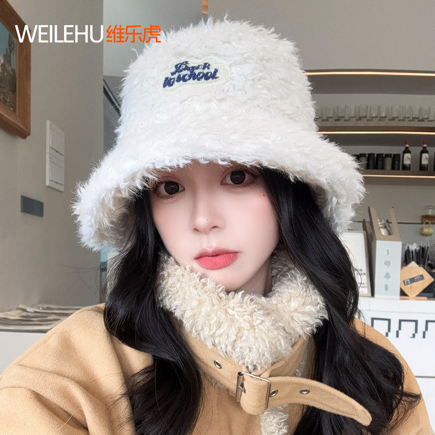 渔夫帽女秋冬季2026新款毛绒冷帽子大头围显脸小加厚保暖鱼夫盆帽