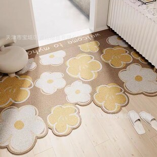 小清新花朵入户丝圈门垫进门防滑垫可裁剪脚垫家用地毯大门口地垫