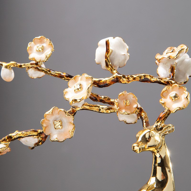 轻奢合金鹿摆件梅花鹿创意现代客厅电视柜酒柜玄关装饰工艺品