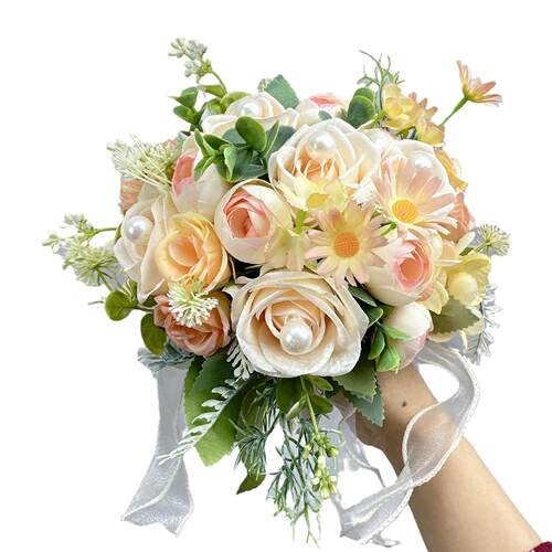 手捧花仿真假花婚庆花玫瑰花客厅装饰家居结婚新娘手捧花绢花