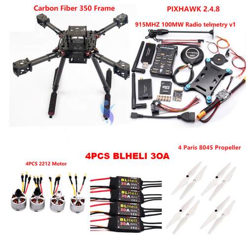 博立方碳纤维F350 PIXHAWK2.4.8 V1 915MHZ 100MW M8N飞行控制器
