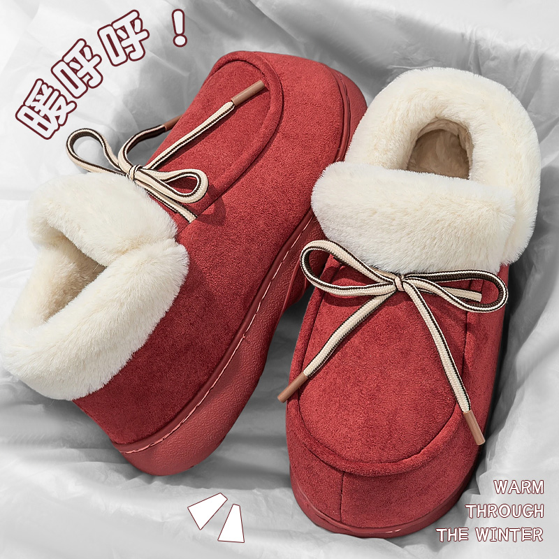 千牧芙2025包跟棉拖鞋女士冬季室内居家加绒保暖厚底防滑棉鞋外穿