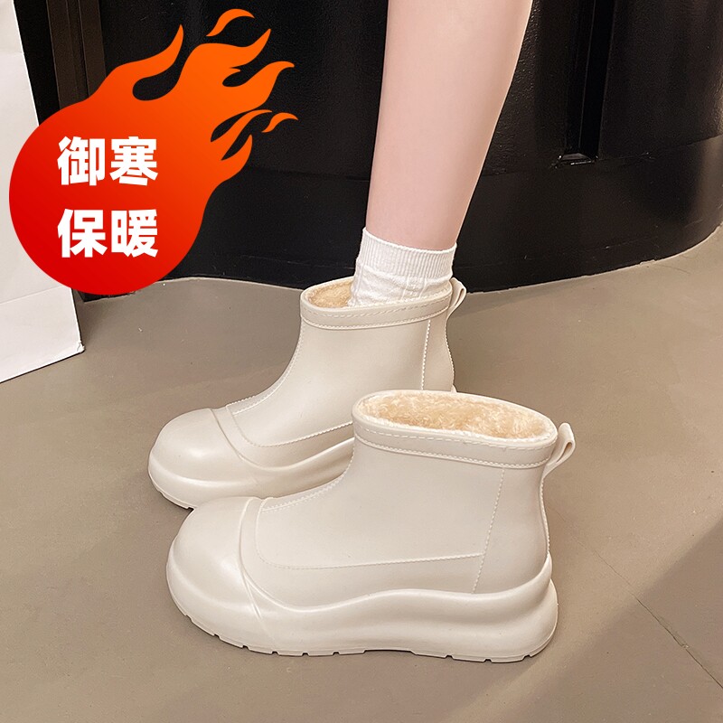 千牧芙2025新款防水雨鞋女短筒防滑舒适百搭软底雨靴冬季加绒保暖