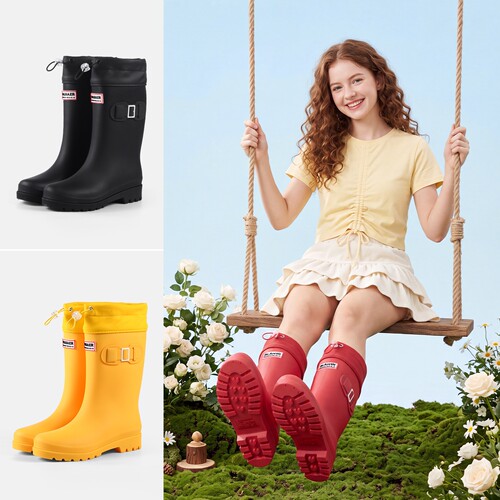 时尚中筒束口雨鞋女外穿防滑厚底防水胶鞋户外通勤百搭女士雨靴