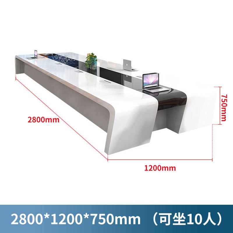 创意烤漆会议桌长桌商务接待洽谈桌简约现代中大型办公会议桌组合