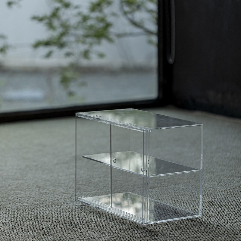 推拉门亚克力茶棚茶具收纳展示博古架室内家居置物架防尘