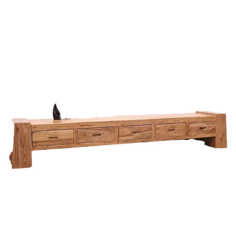 老榆木电视柜家用客厅新中式实木电视柜风化纹理家用实木电视柜