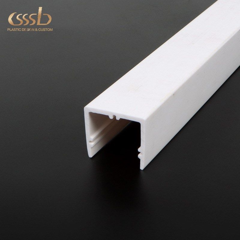 厂家pvc乳白色哑光面方形内带筋塑料卡槽挤出异型材加工