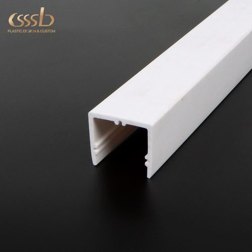 厂家pvc乳白色哑光面方形内带筋塑料卡槽挤出异型材加工