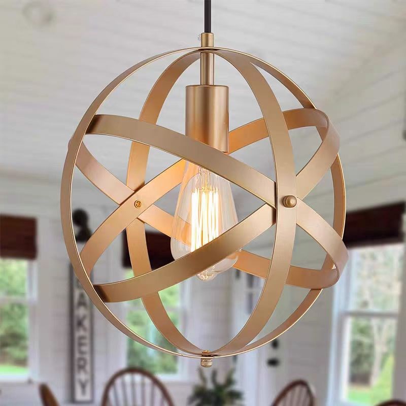 中山灯具现代简约客厅餐厅灯美式乡村地球吊灯复古工业风床头吊灯