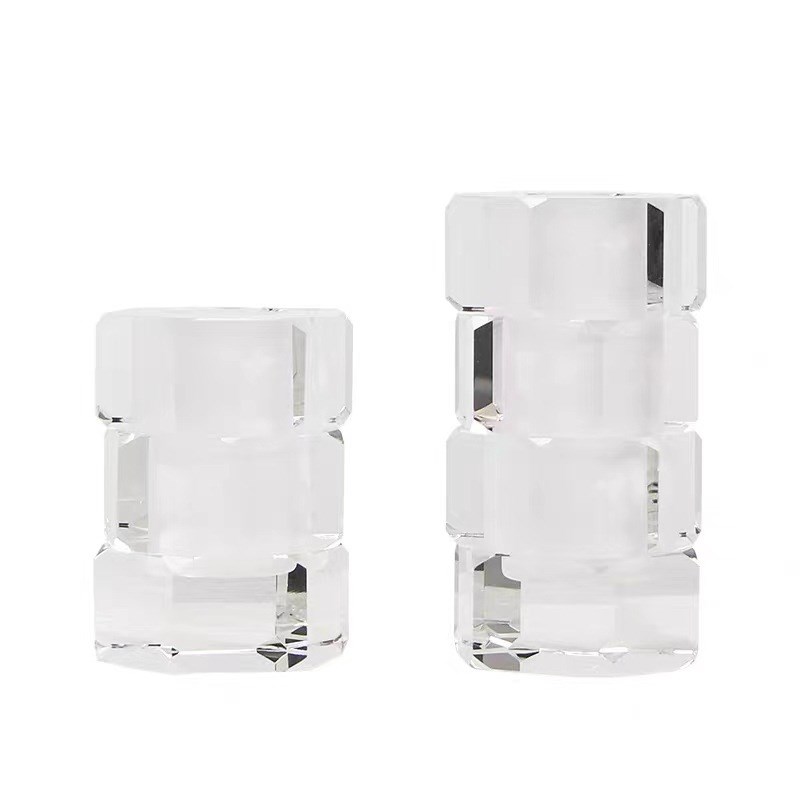 现代轻奢六边磨砂拼接水晶花器餐桌茶几玄关干花花瓶客厅样板间花