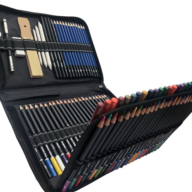 厂家直销95件油性彩铅套装 美术彩色铅笔素描铅笔初学者绘画套装