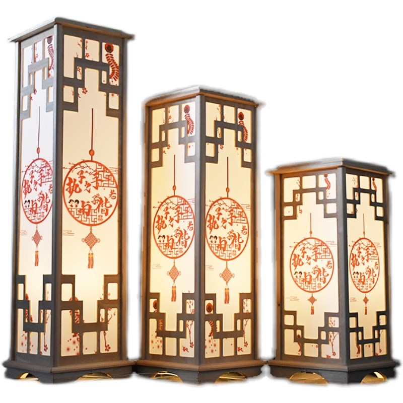 婚庆中式宫灯路引灯婚礼梅花原木方柱灯笼结婚礼舞台迎宾摆件道具