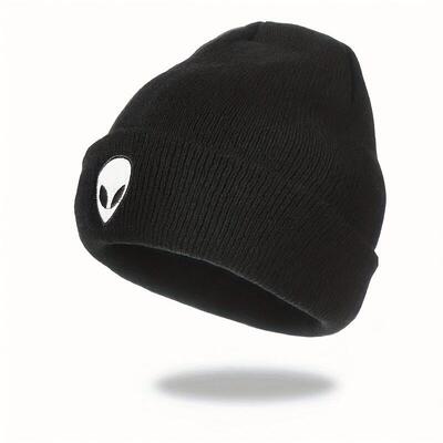 L 76181 Alien Embroidery Beanie 外星人刺绣针织帽跨境速卖