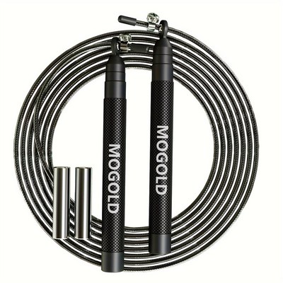 MOGOLD万向网纹负重铝合金双轴承跳绳横向3.0PVC钢丝绳竞速健身