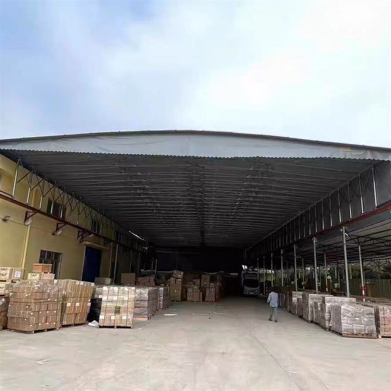 户外伸缩推拉雨棚大型电动仓库活动蓬排档烧烤移动帐篷停车遮阳棚