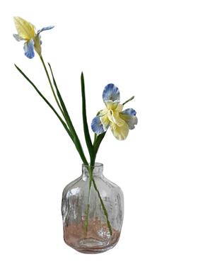 油画鸢尾仿白色黄色香槟色仿真鸢尾花保湿手感软装假花装饰品