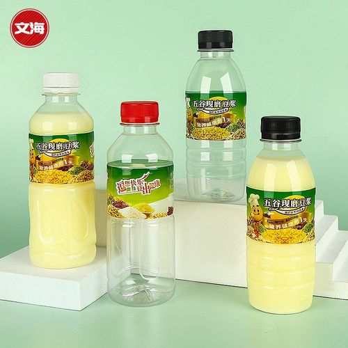 350ML一次性塑料瓶透明带盖空pet五谷现磨豆浆豆奶打包装分装瓶子