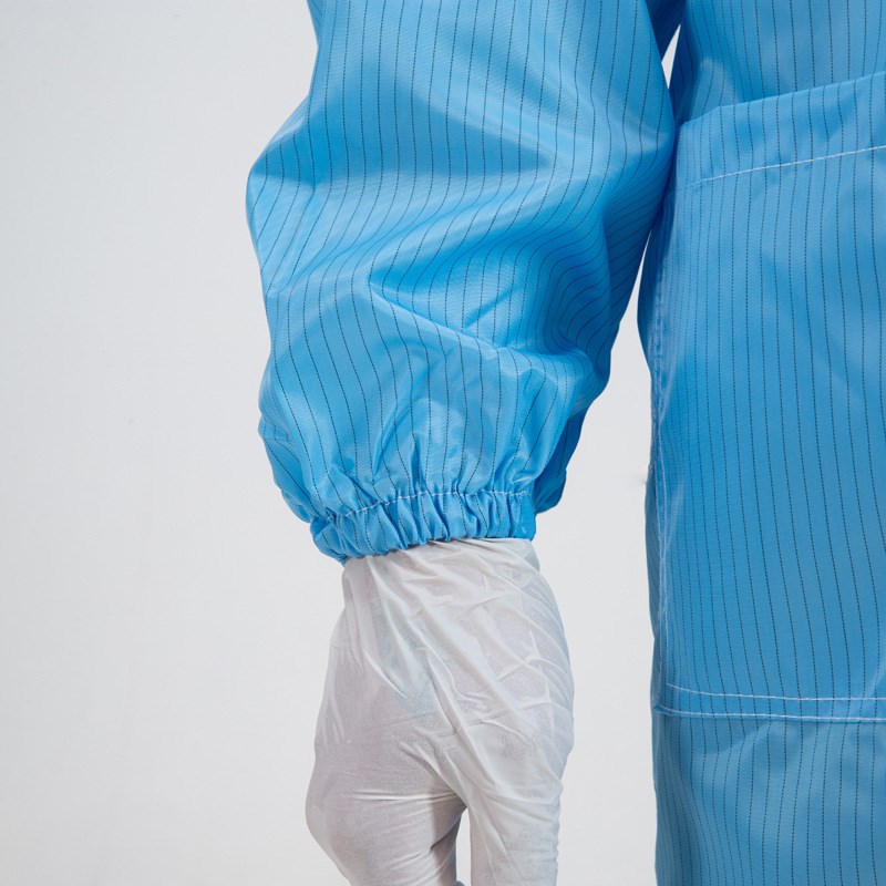 厂家直销  衣帽分体 条纹防静电服 防静电大褂服 无尘服