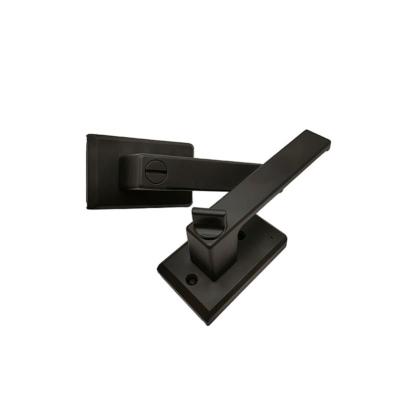 平开门锁16/18极窄钛美合金边框黑色铝合金门把手卫生间玻璃通用