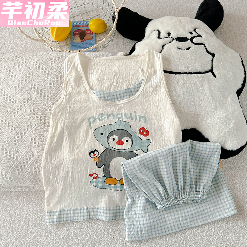 企鹅背心云朵棉睡衣女夏季新款