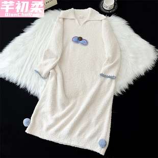 软绵绵半边绒睡裙女生秋冬季长款加厚保暖珊瑚绒可外穿睡衣家居服