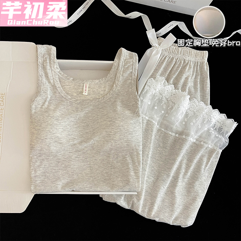 吊带背心带胸垫睡衣女2025夏季