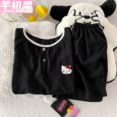 可爱卡通云朵棉睡衣女夏季