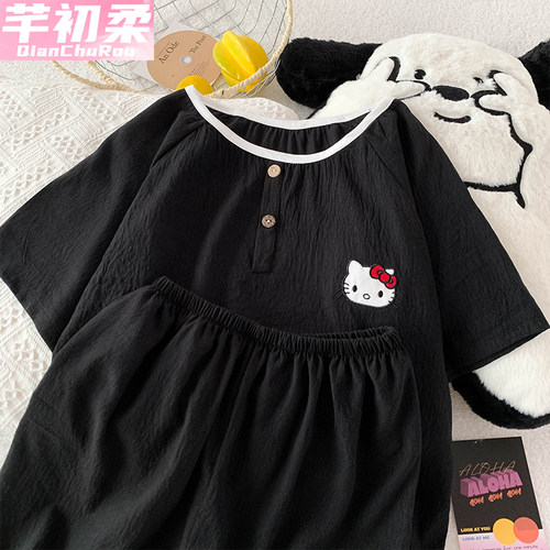 可爱卡通云朵棉睡衣女夏季