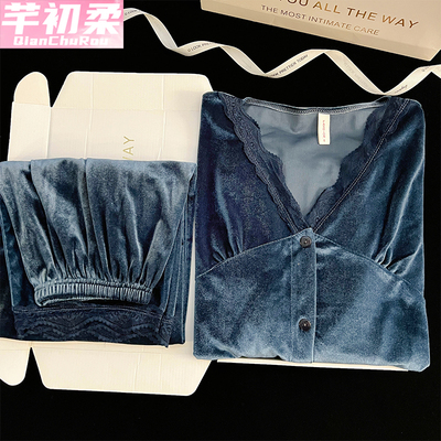 金丝绒女可外穿大码睡衣套装