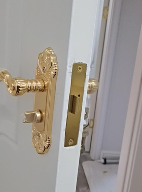 .恒大专用门锁家用通用型室内卧室房门锁单舌房间门把手金色手柄