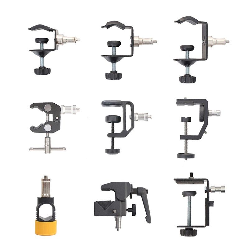 拍照摄影视闪光灯箱通用鹰嘴大力钳夹灯架头U型C夹带1/4螺丝直播