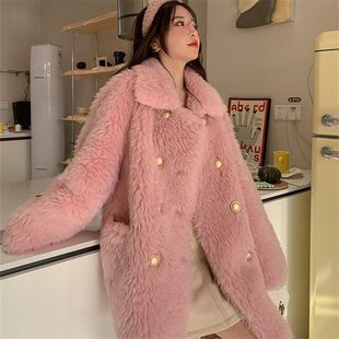 托卡皮毛一体羊剪绒大衣女2025秋冬新款羊羔毛中长款皮草毛毛外套
