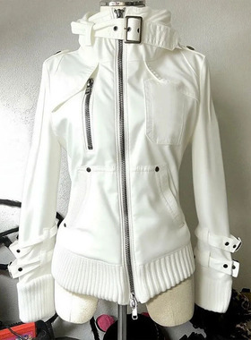 美式复古白色短款外套女秋季2025新款设计感立领工装拉链夹克上衣