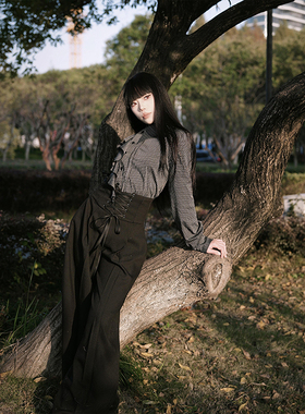 法式复古设计感套装女秋季新款气质条纹衬衫+阔腿宽松长裤两件套