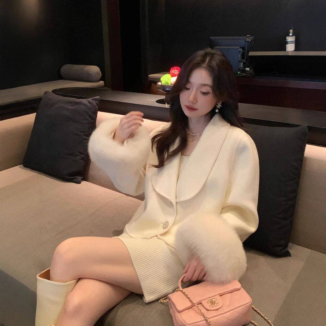 2025秋冬新款小个子双面羊绒大衣女狐狸毛领高级感羊毛呢皮草外套,女装/女士精品,毛呢外套,淘宝优惠券,粉丝福利购,淘宝优惠卷